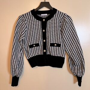Olive Des Olive Houndstooth Cardigan Size S